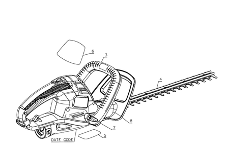 Trimmer Assembly Diagram and Parts List for HT20 Type 2 Black and Decker Hedge Trimmer